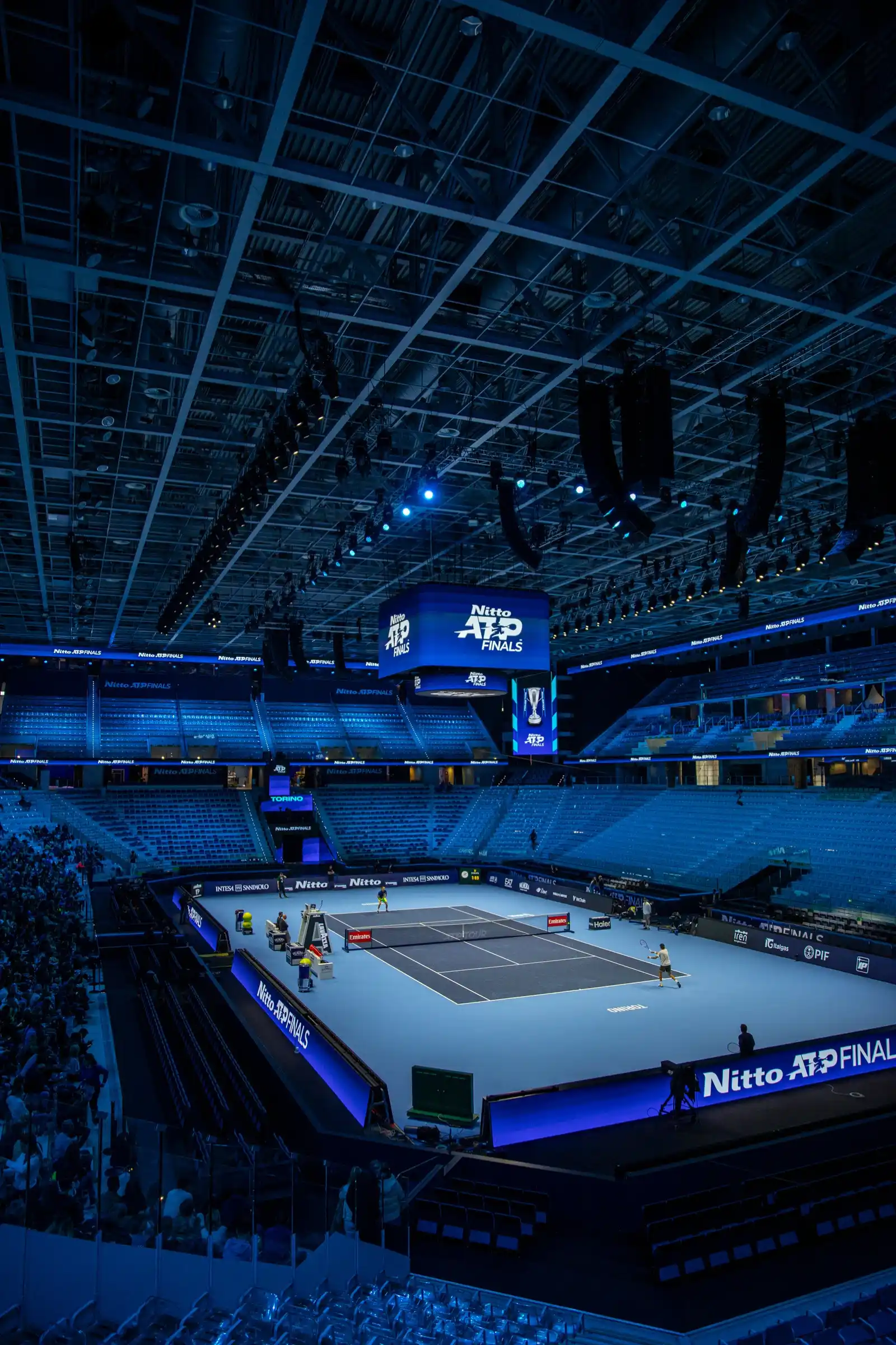 foto degli interni di una tendostruttura Eurotend - atp finals torino 2025